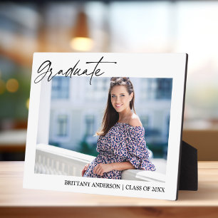 Modern Stylish Calligraphy Ink Photo Graduation Plaque