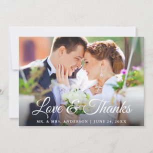 Modern Stylish Calligraphy Love and Thanks Wedding Thank You Card