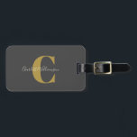 Modern Stylish Calligraphy Monogrammed Black Gold  Luggage Tag<br><div class="desc">Modern Stylish Calligraphy Monogrammed Name in Black and Gold Luggage Tag</div>