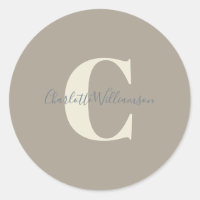 Modern Stylish Calligraphy Monogrammed Name Taupe