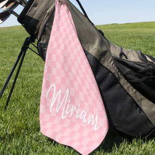 Modern Stylish Chequered Monogrammed Golf Towel