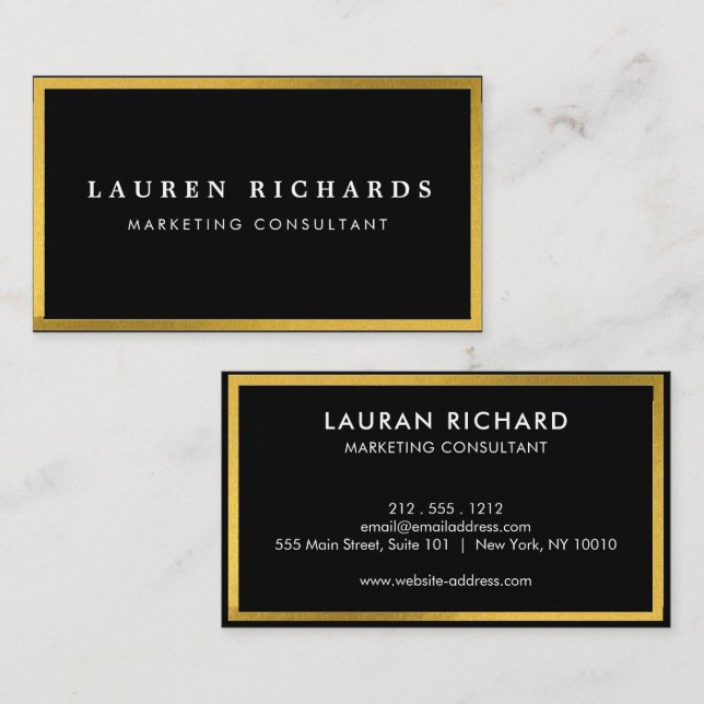 Modern stylish chic black and gold professional bu business card (Front/Back)