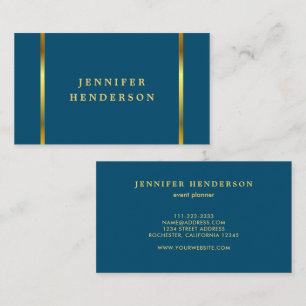 Modern stylish chic ocean blue gold professional business card