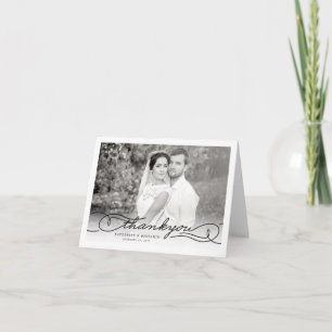Modern Stylish Chic Script Photo Wedding Thank You Note Card