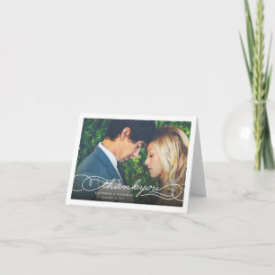 Modern Stylish Chic Script Photo Wedding Thank You Note Card