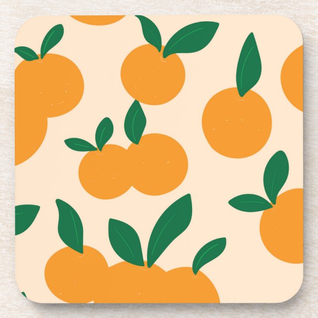 Modern Stylish Citrus Fruit Oranges Pattern Coaster (Front)