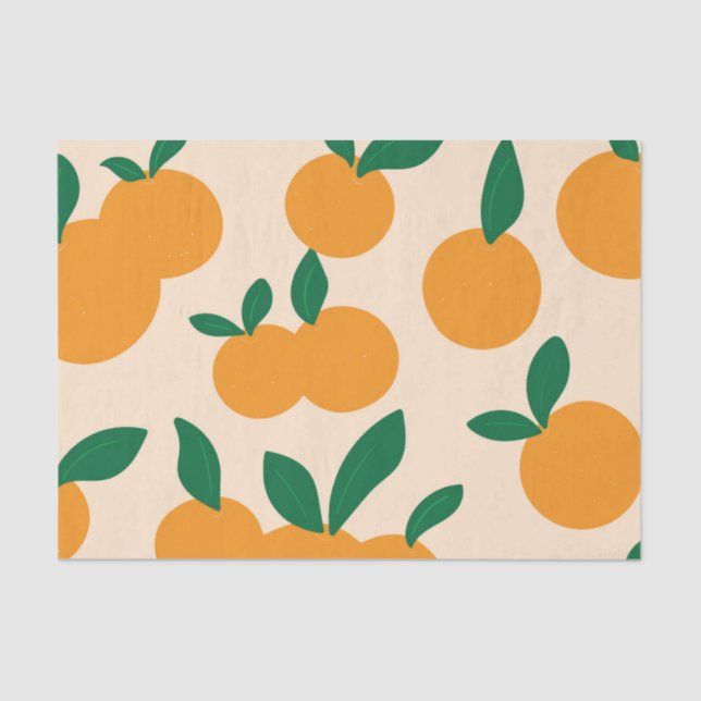 Modern Stylish Citrus Fruit Oranges Pattern Tissue Paper (Front)