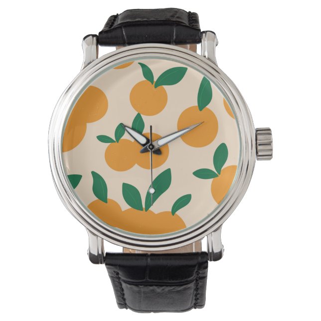 Modern Stylish Citrus Fruit Oranges Pattern Watch (Front)