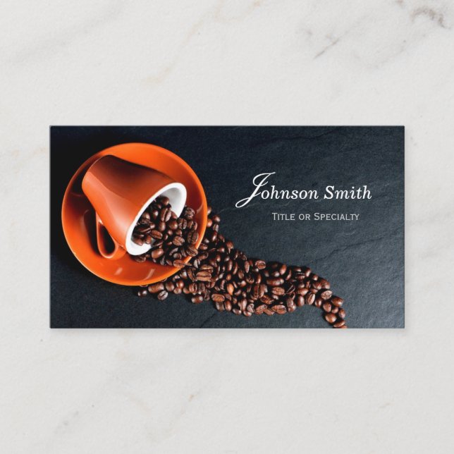 Modern Stylish Coffee Cup Coffee Beans Business Card (Front)