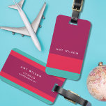 Modern Stylish Colour Block Turquoise Pink Purple Luggage Tag<br><div class="desc">Stylish personalised colour block luggage tag in turquoise, pink and purple. Personalise this tag by replacing placeholder text with your information and for more options such as to change the font and it's size click the "Customise it" button. *Please note that the Zazzle Watermark that appears in the zoom preview...</div>