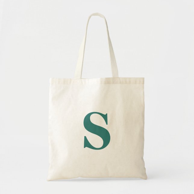 Modern Stylish Cool Teal Monogram Initial Letter  Tote Bag (Front)