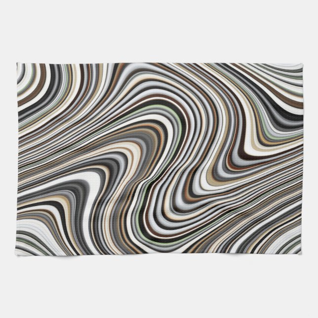 Modern Stylish Curvy Abstract Pattern Tea Towel (Horizontal)
