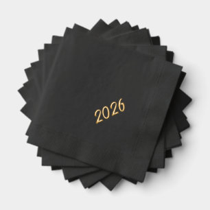 Modern Stylish Custom 2026 New Years Party Gold Foil Napkins