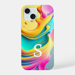 Modern Stylish Custom Monogram Abstract Pattern iPhone 15 Case