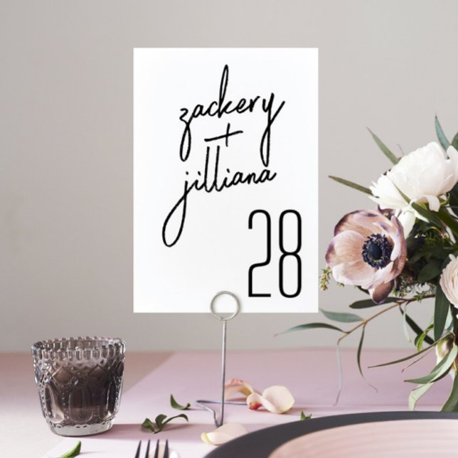 Modern Stylish Custom Names Wedding Table Number (Creator Uploaded)