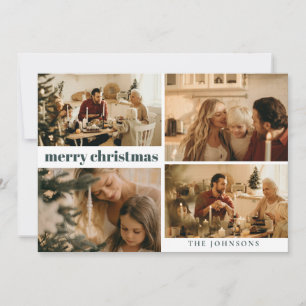 Modern Stylish Custom Photo Christmas Dark Green  Holiday Card