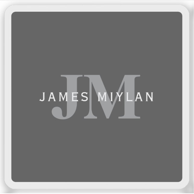 Modern Stylish Dark Grey Monogram & Name (Front)