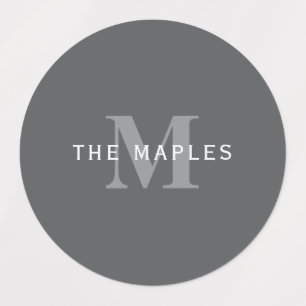 Modern Stylish Dark Grey Monogram & Name