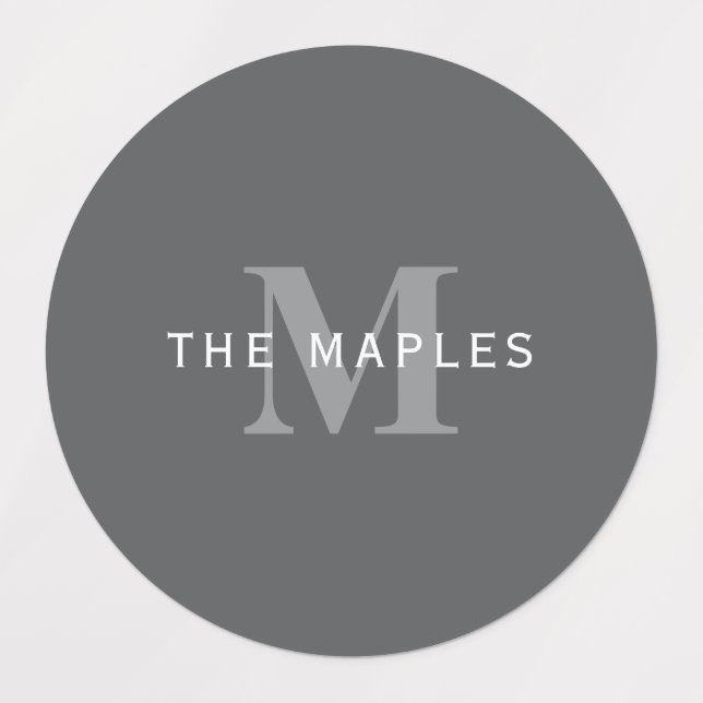 Modern Stylish Dark Grey Monogram & Name (Design 1)