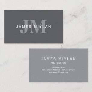 Modern Stylish Dark Grey Monogram & Name Business Card