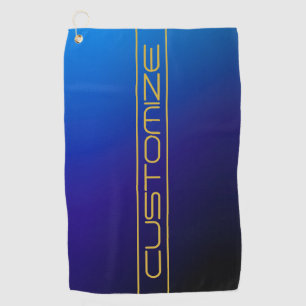 Modern Stylish Editable Gold Text & Blue Purple  Golf Towel