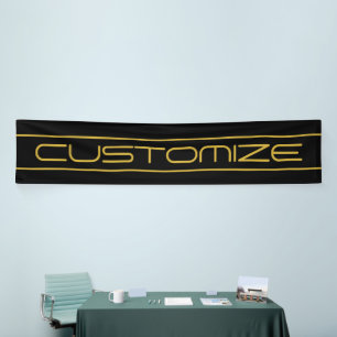 Modern Stylish Editable Gold Text & Line Stripes Banner