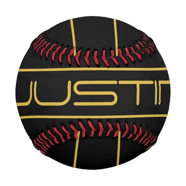 Modern Stylish Editable Gold Text & Line Stripes Baseball (Back)