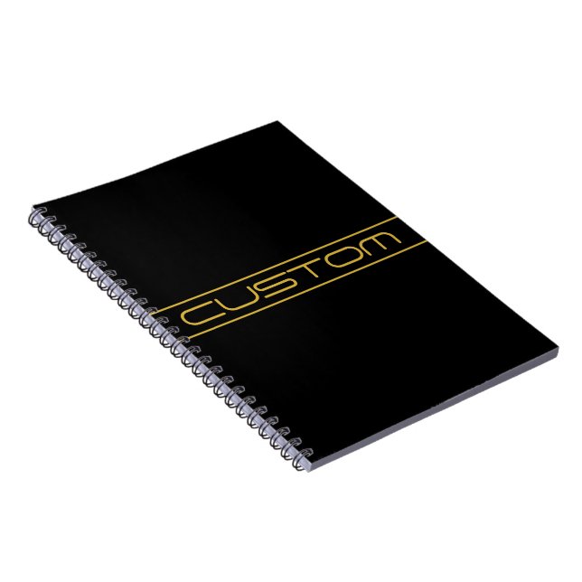 Modern Stylish Editable Gold Text & Line Stripes Notebook (Right Side)