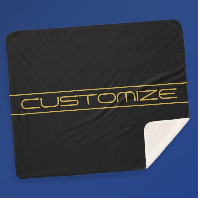 Modern Stylish Editable Gold Text & Line Stripes Sherpa Blanket (Creator Uploaded)