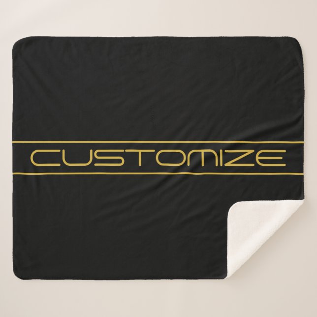 Modern Stylish Editable Gold Text & Line Stripes Sherpa Blanket (Front (Horizontal))