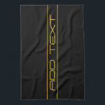 Modern Stylish Editable Gold Text & Line Stripes Tea Towel<br><div class="desc">Editable modern design,  customise as you like!</div>