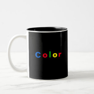 Modern Stylish Editable Multicolor Text on Black Two-Tone Coffee Mug