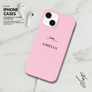 Modern Stylish Elegant Black Bow Custom Blush Pink Case-Mate iPhone 14 Case