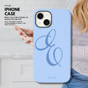 Modern Stylish Elegant Script Name Blue Case-Mate iPhone 14 Case