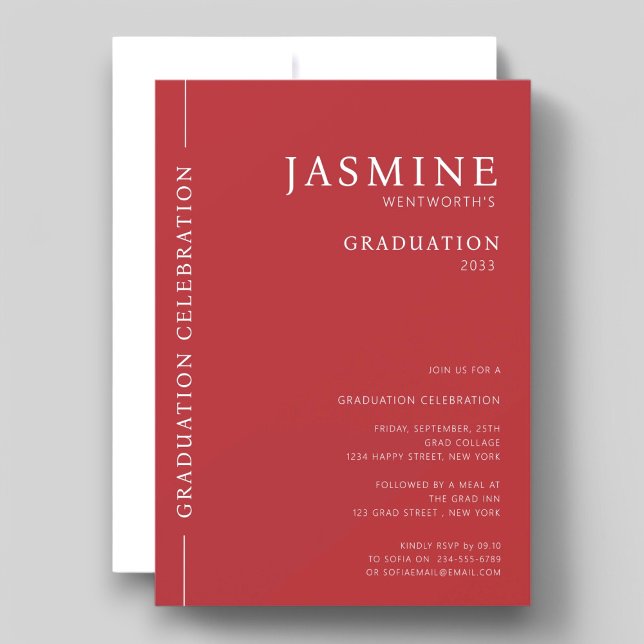 Modern stylish elegant typography graduate invitation (modern simple elegant classy typography grauation invitation class of )