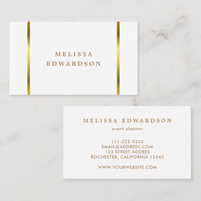 Modern stylish elegant white and gold professional business card (Front/Back)