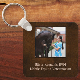 Modern Stylish Equine Veterinarian Promotional Key Ring