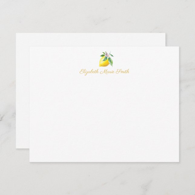 Modern Stylish Floral Yellow Botanical Lemon Card (Front/Back)