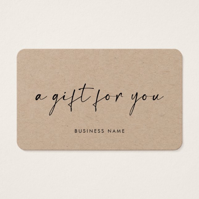Modern stylish font kraft gift certificate (Front)