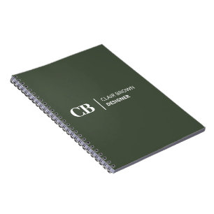 Modern Stylish Forest Green Monogram Notebook