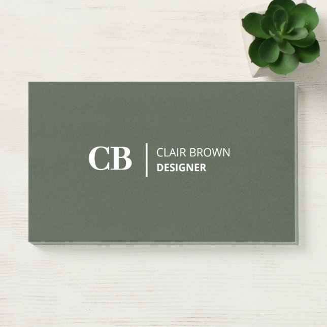 Modern Stylish Forest Green Monogram Notes (Office)