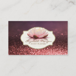Modern Stylish,Frame Lotus Flower Glitter Bokeh Business Card