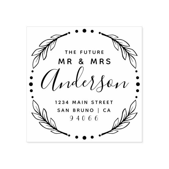Modern Stylish Future Mr & Mrs Return Address Rubber Stamp (Imprint)