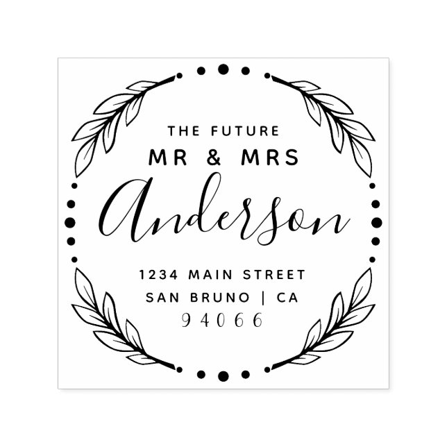 Modern Stylish Future Mr & Mrs Return Address Self-inking Stamp (Design)
