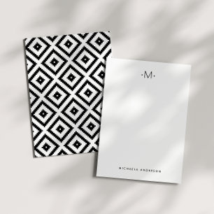 Modern Stylish Geometric Diamonds Monogram Card