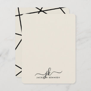 Modern Stylish Geometric Lines Elegant Monogram Card
