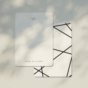 Modern Stylish Geometric Lines Monogram Stationery Card