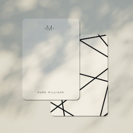 Modern Stylish Geometric Lines Monogram Stationery Card