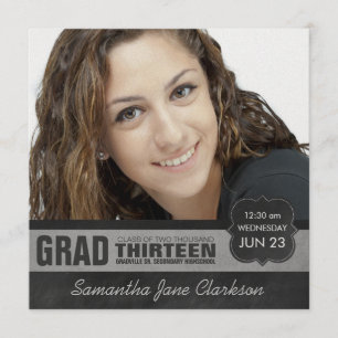 Modern Stylish Girl Graduate Photo Chalkboard Announcement