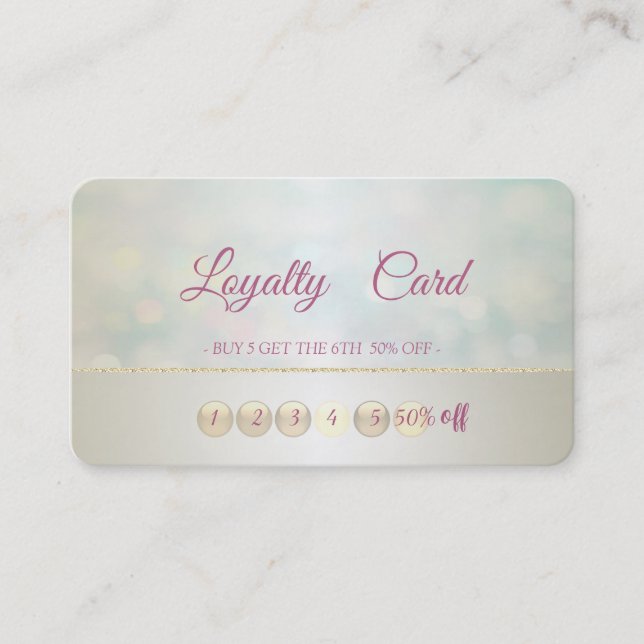 Modern Stylish Glitter Bokeh Makeup  Loyalty Card (Front)